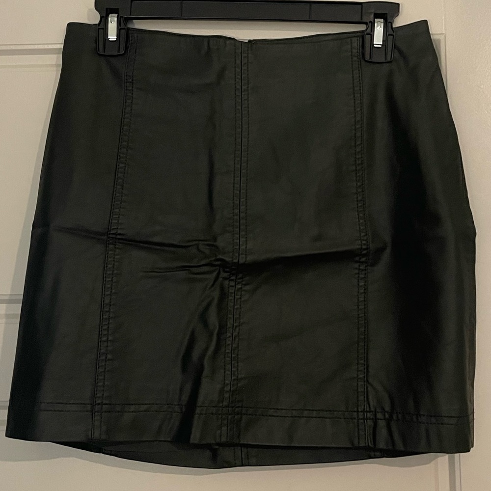 Dark Green Vegan Leather Mini Skirt
